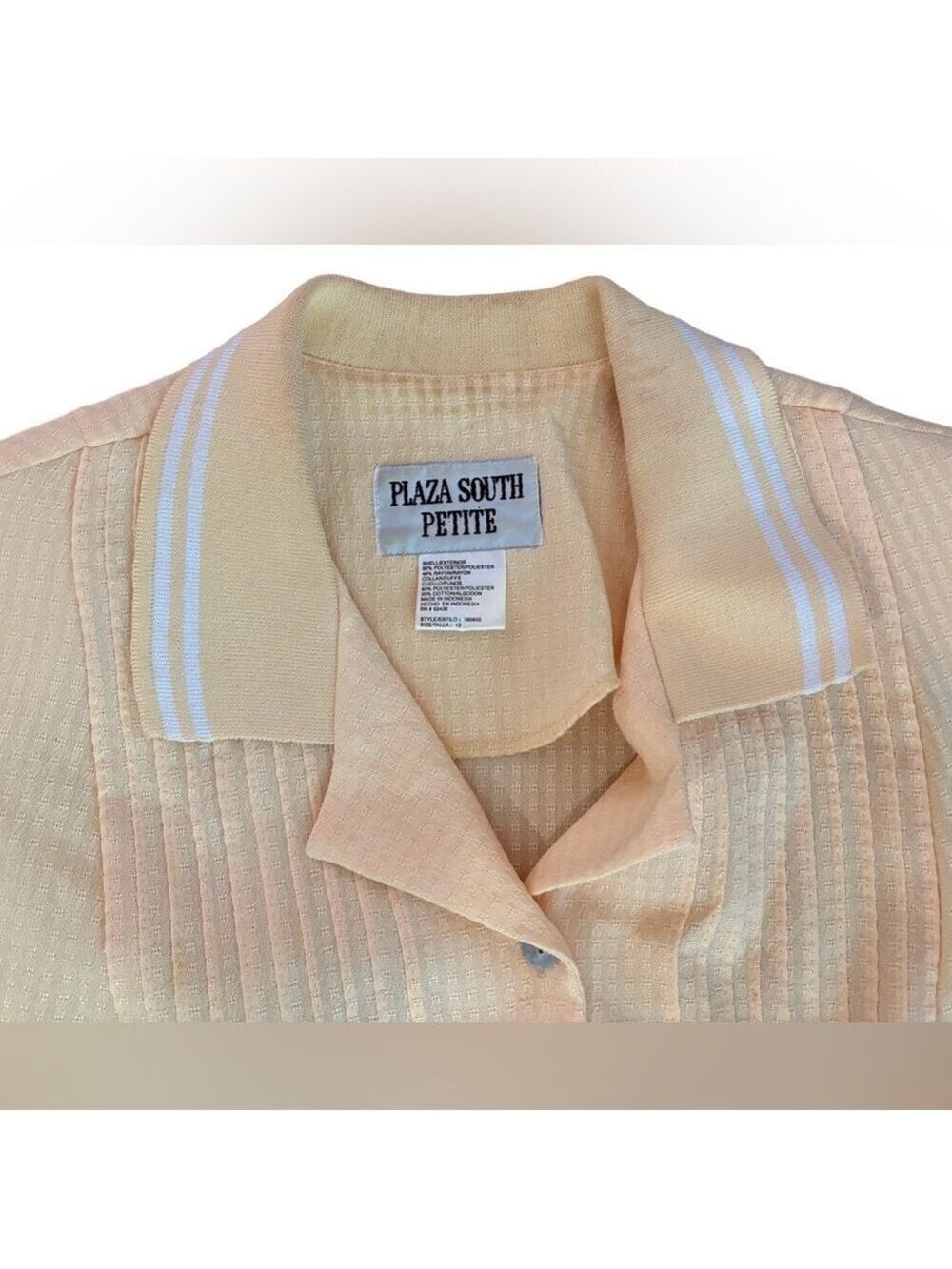 90s 2 PC SUNSHINE YELLOW TEXTURED FABRIC CROPPED POLO TOP & PANT PLAZA SOUTH 12P - Picture 6 of 15